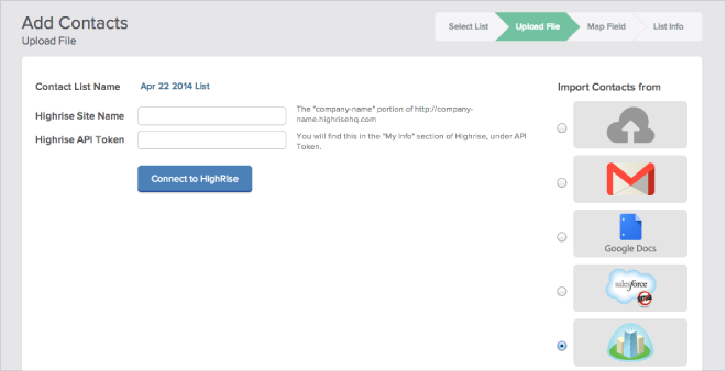 Benchmark 新功能：整合 Highrise CRM 联络人名单